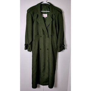 Vintage TOTES Double-Breasted Lined Trench Coat Raincoat Forest Green - Sz 10